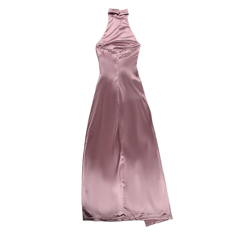 Halter Sleeveless Autumn New Graceful Stand Collar Long Dress