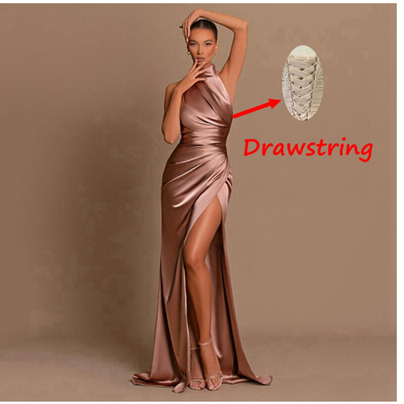 Halter Sleeveless Autumn New Graceful Stand Collar Long Dress